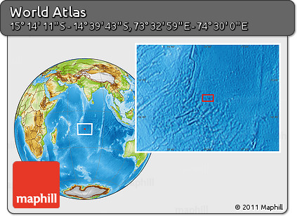 Physical Location Map of the Area around 14° 56' 57" S, 74° 1' 30" E
