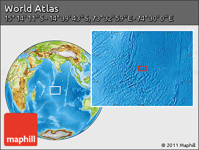 Physical Location Map of the Area around 14° 56' 57" S, 74° 1' 30" E