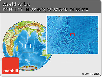 Physical Location Map of the Area around 14° 56' 57" S, 74° 1' 30" E
