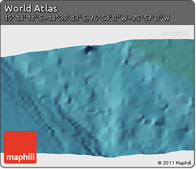 Satellite 3D Map of the Area around 14° 56' 57" S, 76° 25' 30" W