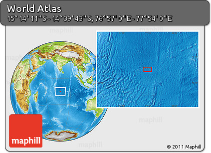 Physical Location Map of the Area around 14° 56' 57" S, 77° 25' 30" E