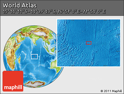 Physical Location Map of the Area around 14° 56' 57" S, 77° 25' 30" E