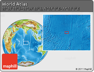 Physical Location Map of the Area around 14° 56' 57" S, 77° 25' 30" E