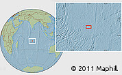 Savanna Style Location Map of the area around 14° 56' 57" S, 77° 25' 30" E, hill shading