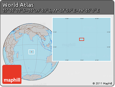 Gray Location Map of the Area around 14° 56' 57" S, 78° 16' 30" E