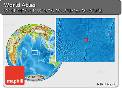 Physical Location Map of the Area around 14° 56' 57" S, 78° 16' 30" E