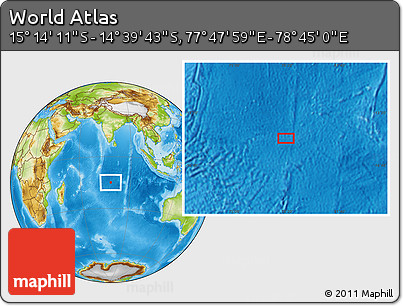 Physical Location Map of the Area around 14° 56' 57" S, 78° 16' 30" E