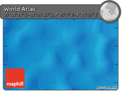 Physical Map of the Area around 14° 56' 57" S, 7° 43' 29" E