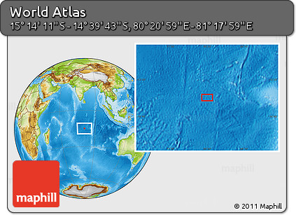 Physical Location Map of the Area around 14° 56' 57" S, 80° 49' 29" E