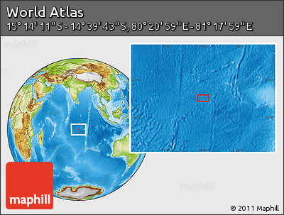 Physical Location Map of the Area around 14° 56' 57" S, 80° 49' 29" E