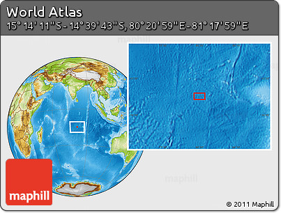 Physical Location Map of the Area around 14° 56' 57" S, 80° 49' 29" E