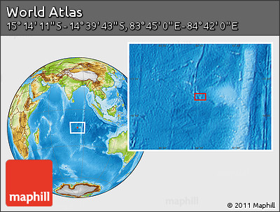 Physical Location Map of the Area around 14° 56' 57" S, 84° 13' 29" E