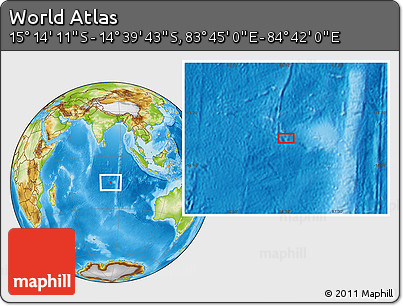 Physical Location Map of the Area around 14° 56' 57" S, 84° 13' 29" E