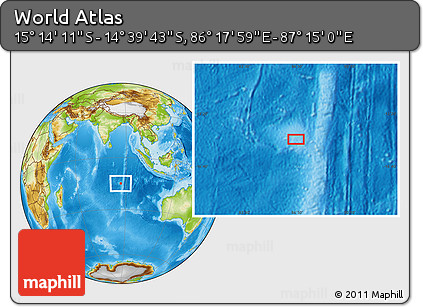 Physical Location Map of the Area around 14° 56' 57" S, 86° 46' 30" E