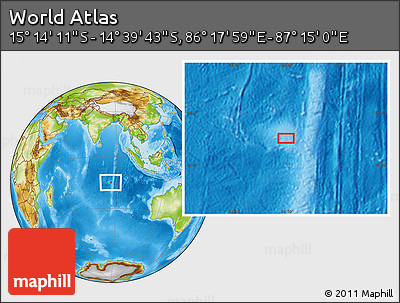 Physical Location Map of the Area around 14° 56' 57" S, 86° 46' 30" E