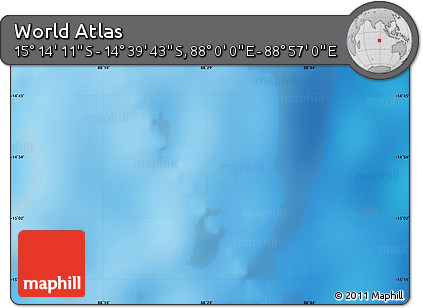 Physical Map of the Area around 14° 56' 57" S, 88° 28' 29" E