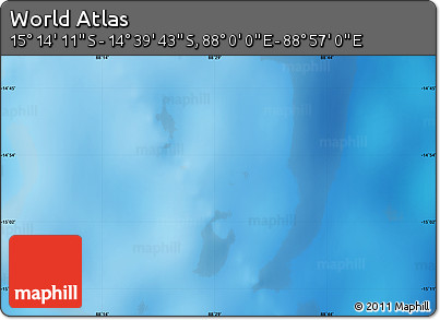 Physical Map of the Area around 14° 56' 57" S, 88° 28' 29" E