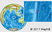 Physical Location Map of the area around 14° 56' 57" S, 89° 19' 29" E