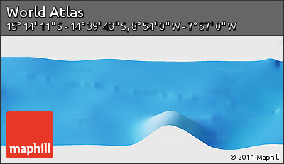 Physical Panoramic Map of the Area around 14° 56' 57" S, 8° 25' 30" W