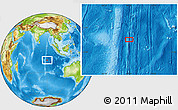 Physical Location Map of the area around 14° 56' 57" S, 90° 10' 30" E