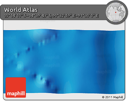 Shaded Relief 3D Map of the Area around 14° 56' 57" S, 91° 1' 30" E