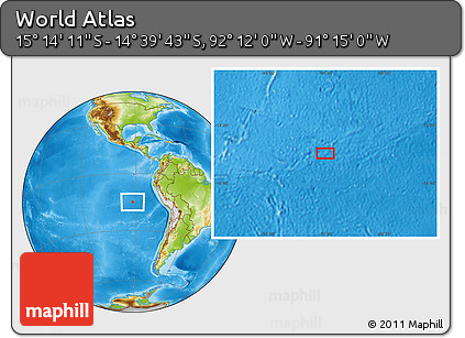 Physical Location Map of the Area around 14° 56' 57" S, 91° 43' 29" W