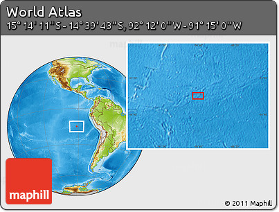 Physical Location Map of the Area around 14° 56' 57" S, 91° 43' 29" W