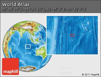 Physical Location Map of the Area around 14° 56' 57" S, 92° 43' 29" E