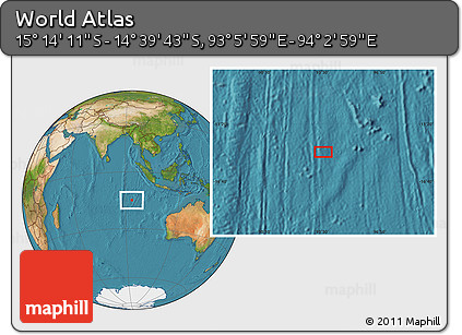 Satellite Location Map of the Area around 14° 56' 57" S, 93° 34' 29" E