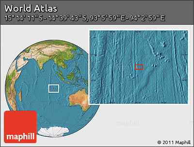 Satellite Location Map of the Area around 14° 56' 57" S, 93° 34' 29" E