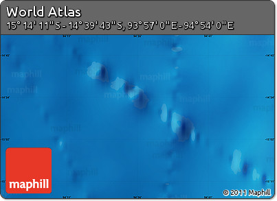 Shaded Relief Map of the Area around 14° 56' 57" S, 94° 25' 30" E