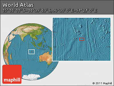 Satellite Location Map of the Area around 14° 56' 57" S, 96° 58' 29" E