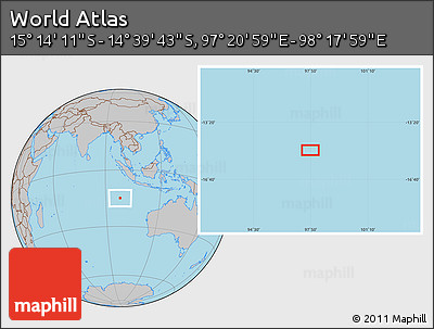 Gray Location Map of the Area around 14° 56' 57" S, 97° 49' 29" E
