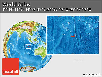 Physical Location Map of the Area around 14° 56' 57" S, 97° 49' 29" E