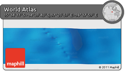 Physical Panoramic Map of the Area around 14° 56' 57" S, 97° 49' 29" E