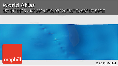 Physical Panoramic Map of the Area around 14° 56' 57" S, 97° 49' 29" E