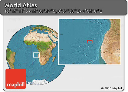 Satellite Location Map of the Area around 14° 56' 57" S, 9° 25' 30" E