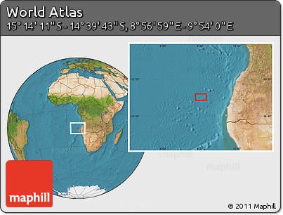 Satellite Location Map of the Area around 14° 56' 57" S, 9° 25' 30" E