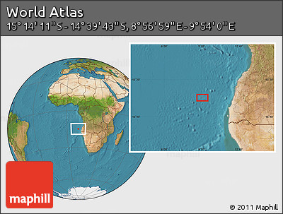 Satellite Location Map of the Area around 14° 56' 57" S, 9° 25' 30" E