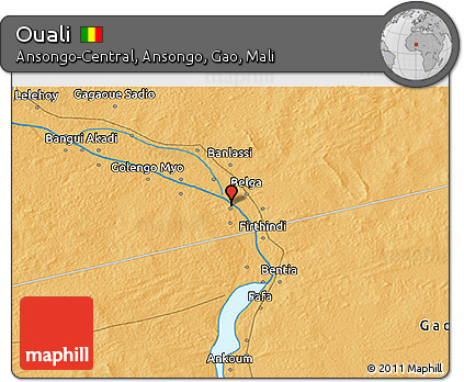 Political 3D Map of Ouali
