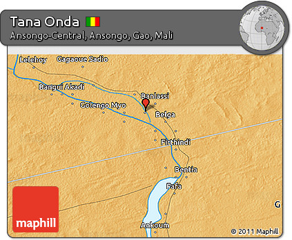 Political 3D Map of Tana Onda