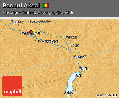Political 3D Map of Bangui Akadi