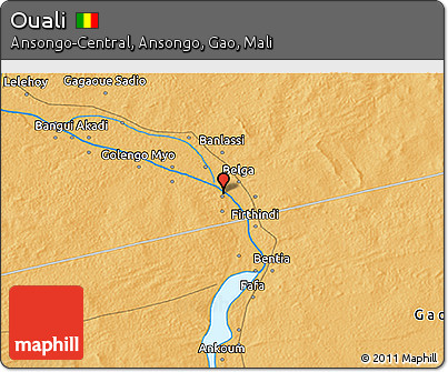 Political 3D Map of Ouali