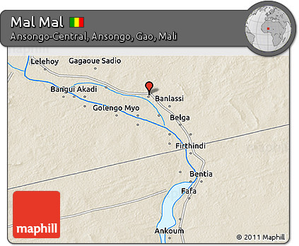 Shaded Relief 3D Map of Mal Mal