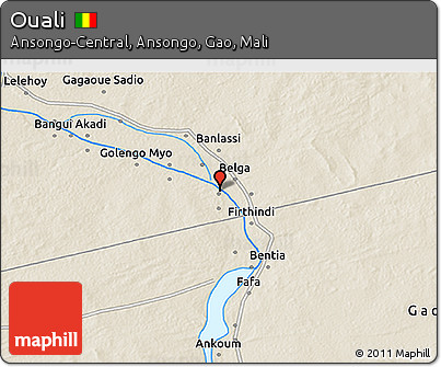 Shaded Relief 3D Map of Ouali