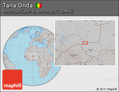 Gray Location Map of Tana Onda