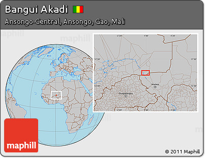 Gray Location Map of Bangui Akadi