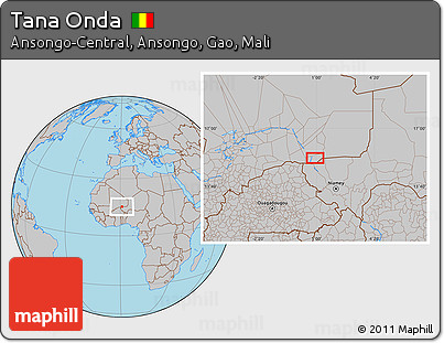 Gray Location Map of Tana Onda