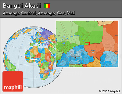 Political Location Map of Bangui Akadi