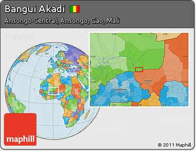 Political Location Map of Bangui Akadi